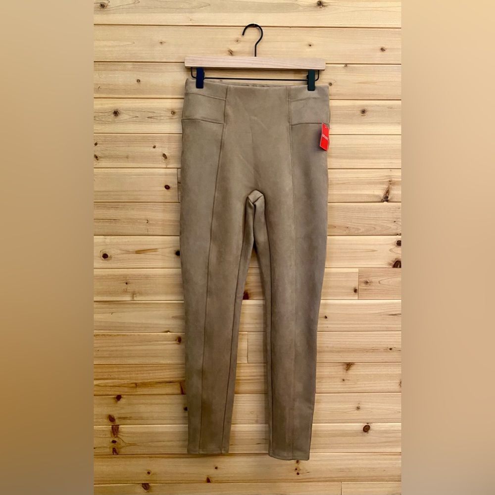 Like new! Spanx Faux Suede Seam Front Legging - Taupe, Medium